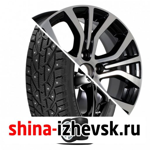 Колесо в сборе Tigar Ice 205/55 R16 T 94 + КиК Серия Реплика КС736 (ZV 16_ ix35) 6.5xR16 5×114.3 ET45 DIA67.1 Черный глянцевый с полированными элементами лицевой поверхности в Ижевске